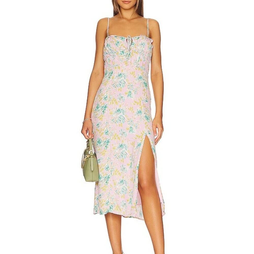 ASTR The Label Dress SZ Small NEW Verana Floral Midi Ruched Cottage Boho NWOT